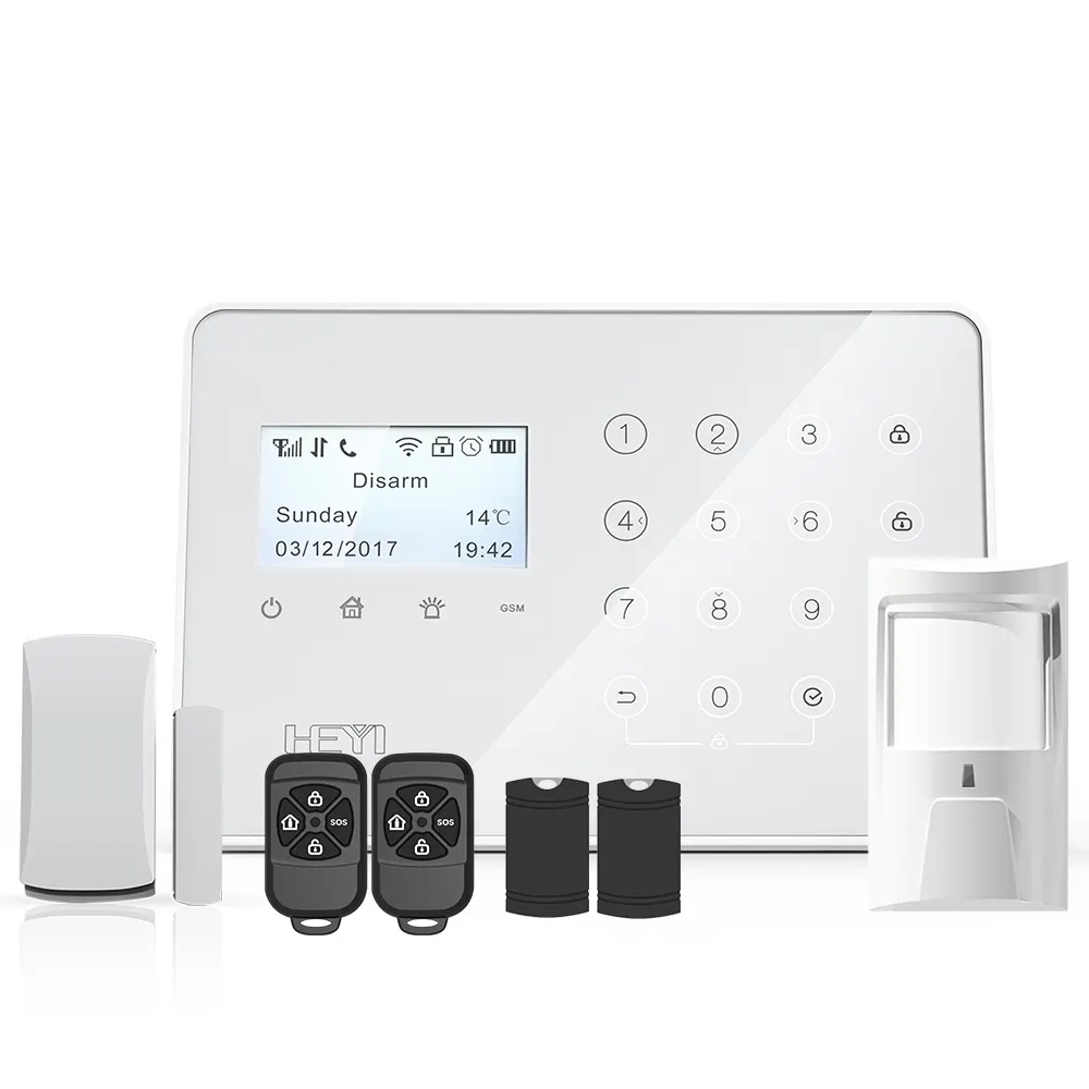 Sistema de alarme sem fio residencial, kit clássico com sirene/pir/sensor da porta/cartão rfid