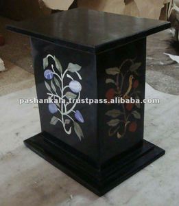 Incrustación de mármol negro cuadrado, hermoso café y mesa de desayuno - Product Image 1