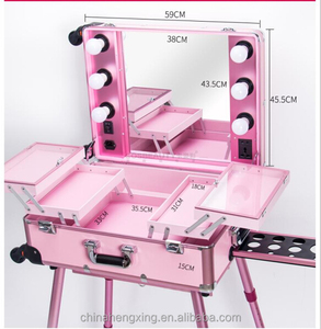 Multifunktion ale profession elle Make-up Studio Koffer Beauty Salon <span class=keywords><strong>LED</strong></span>-Leuchten Spiegel Kosmetik koffer mit einziehbaren Beinen - Product Image 3