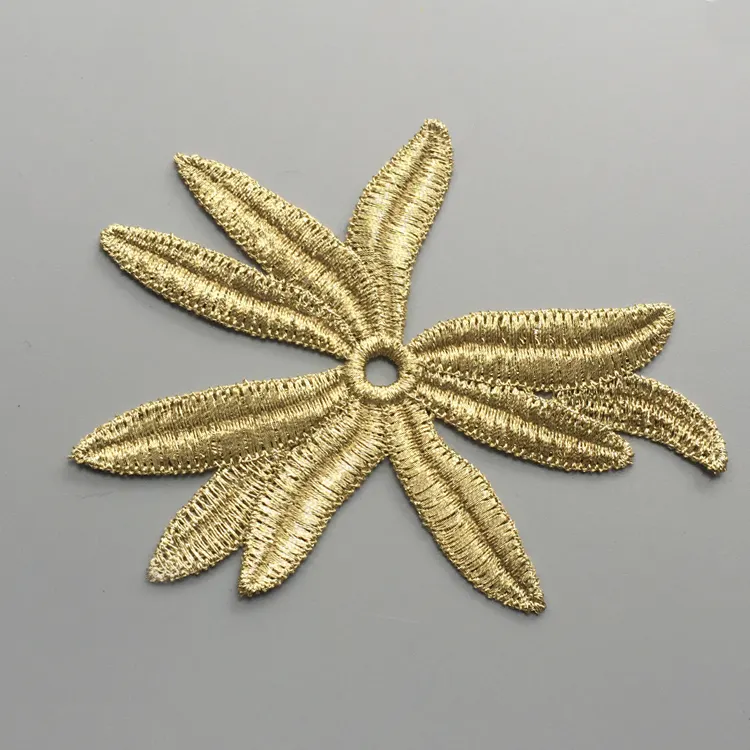 Elegante cinto de noiva fio dourado bordado flor do laço apliques de metal decorativo