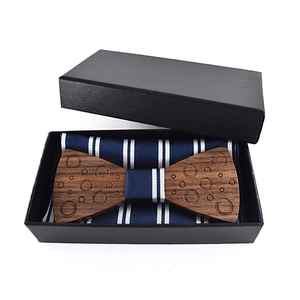 Un ensemble de 5 nœuds <span class=keywords><strong>papillon</strong></span> en <span class=keywords><strong>bois</strong></span> avec pochette - Product Image 2