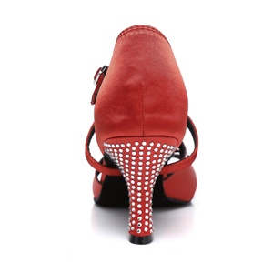 Sepatu Salsa Wanita, Sneaker Satin + Tumit Berlian Imitasi 7Cm Merah Latin - Product Image 3