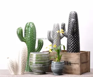 Adornos de cactus de cerámica, productos para el hogar, decoración moderna de porcelana Europea nórdica para el hogar