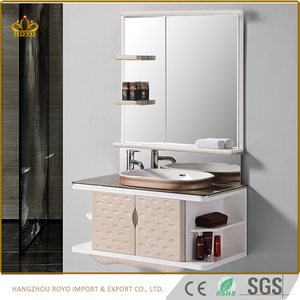 Piedra Artificial cuenca mdf espejo de <span class=keywords><strong>baño</strong></span> con espejo de esquina del gabinete del fregadero - Product Image 4
