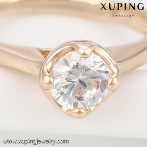 13808 Xuping 18K color oro clásico anillo de <span class=keywords><strong>compromiso</strong></span> con <span class=keywords><strong>solitario</strong></span> blanco para damas - Product Image 3
