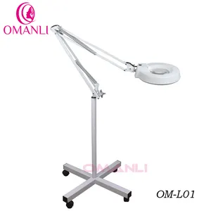 OM-L01-Lámpara de aumento de 5X, soporte de pie rodante, balasto de arranque, salón de piel Facial