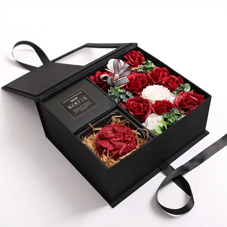 Wholesale Romantic Artificial Flower Gift Valentine's Day Soap Flower With Hardbound Box