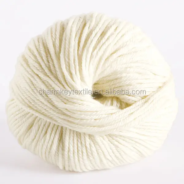 2014 Best selling fancy merino wool blended silk ball yarn with delicate off white color