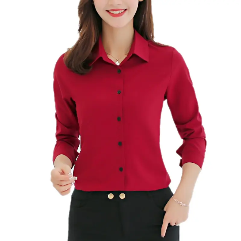 8 Color Ladies Office Clothes Blouse Shirts Casual Long Sleeve Tops Work Wear Elegant Slim Fit Women Blouse