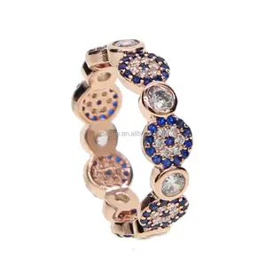 Anillos Real Mulheres Nova Delicado Rose banhado Jóias Pequeno Midi Turco Evil Eye Micro Pave Cz Zirconia Anel Dainty Simples