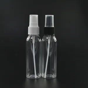 空の細かいミストPET 30ml 50ml 60ml 100ml 120ml 150ml 200ml 250ml透明プラスチックスプレーボトル、ブラックホワイトポンプスプレー付き