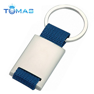 Rectangular metal keyring with strap suitable for 2018 corporate gifts