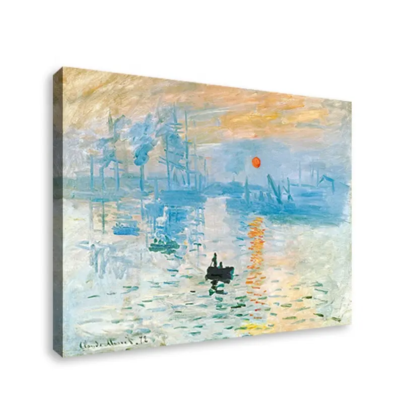 Claude Monet-<span class=keywords><strong>pintura</strong></span> <span class=keywords><strong>al</strong></span> <span class=keywords><strong>óleo</strong></span> para sala de estar, imagen de imitación de amanecer, <span class=keywords><strong>pintura</strong></span> en lienzo