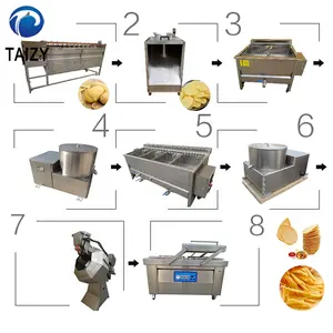 Fully Automatic Potato Chips Making Machinery Plantain Frites Surgeler Processing Plant Frozen French Fries