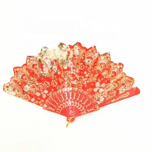 Traditionelle red folding fan für werbe giveaway artikel
