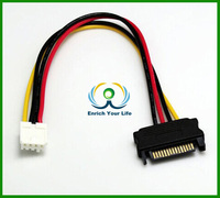 15-pin SATA macho a 4-pin Floppy FDD hembra Cable del adaptador del convertidor de potencia