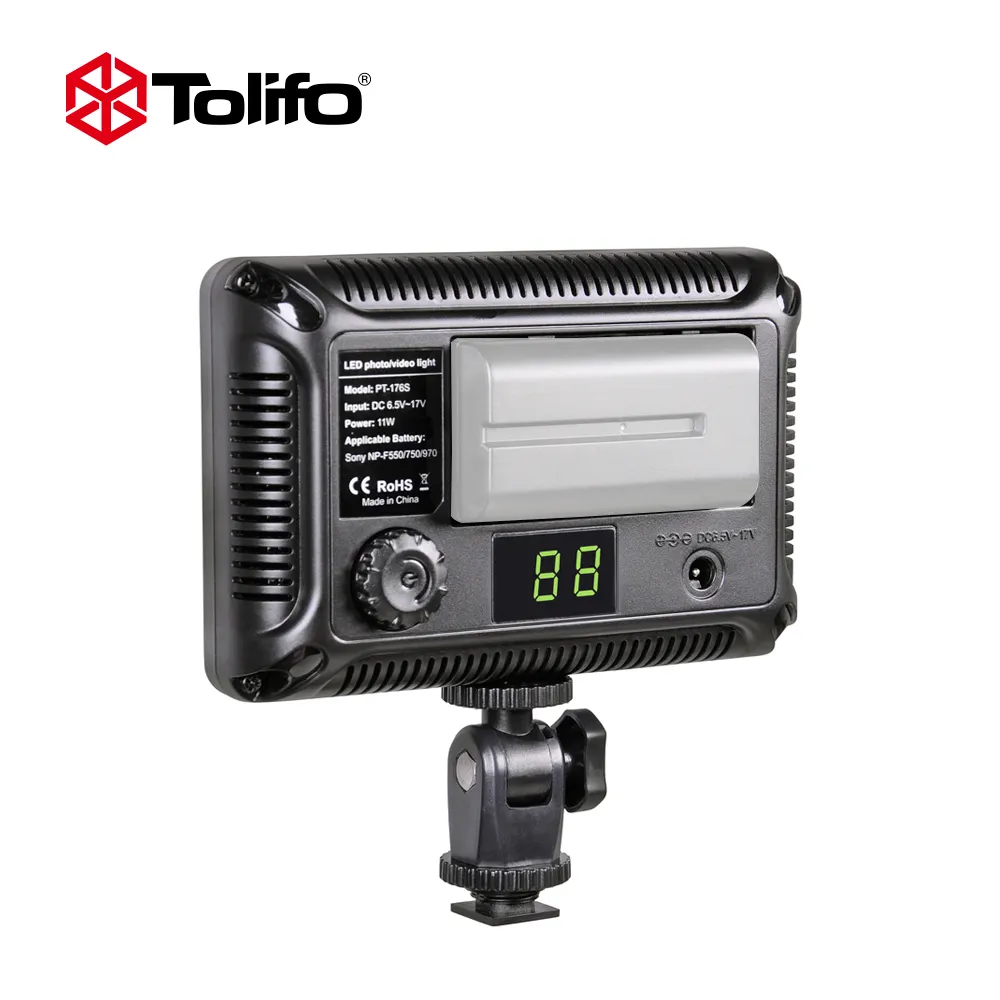 Tolifo LED Video Light White Light on-Camera Photography Fill Light for Canon, Nikon, DSLR Camera with Battery