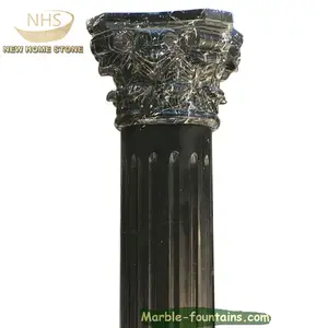 Coluna de mármore natural de pedra sólida preto