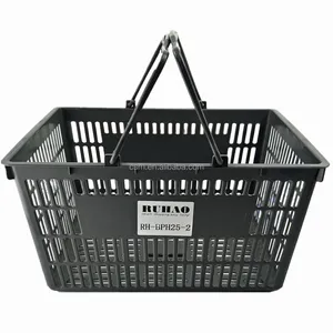 RH-BPH25-2 468*335*250mm gray plastic shopping basket 25L middle size Shopping Basket