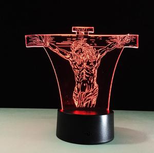 Lampu Malam Desain Yesus Kualitas Tinggi Lampu Malam LED 3D Yesus untuk Dekorasi Kamar Orang Kristen Lampu Samping Tempat Tidur - Product Image 5