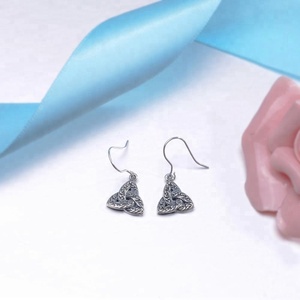 Solid S925 <strong>Sterling</strong> <strong>Silver</strong> Hollow Irish Love Knot <strong>Dangle</strong> Drop <strong>Earrings</strong> for Women Trendy Fine Jewelry Zircon for Weddings Parties - Product Image 2