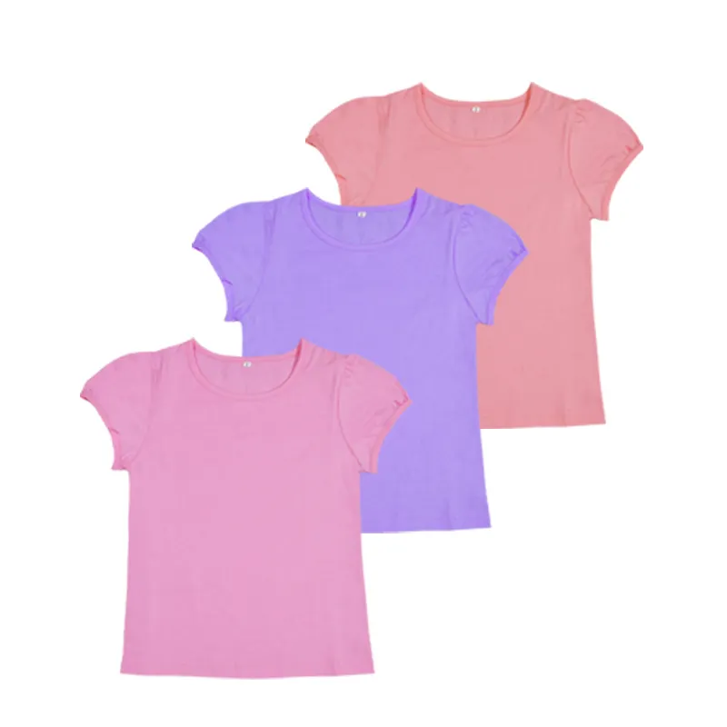 Groothandel baby's en peuters kleding baby roze effen blanco t shirt 100 % katoen