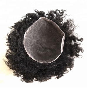 4Mm 6Mm 8Mm 10Mm 12Mm 15Mm 20Mm Zwitserse Kant Unit Vervangende Producten Zwart menselijk Haar Wave Kinky Afro Krullend Mannetjes Mannen Toupet - Product Image 4