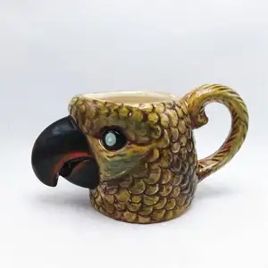 Joinste-अद्वितीय ईगल आकार कॉफी मग सिरेमिक 3d Handpainted तहत घुटा हुआ जानवर कॉफी मग कस्टम