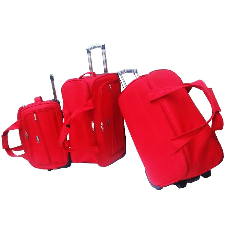 पॉलिएस्टर 1680 डी के साथ एवा रोलर ट्रॉली बैग उपहार 3 पीसी सेट 2 व्हील डफिल ट्रॉली यात्रा बैग