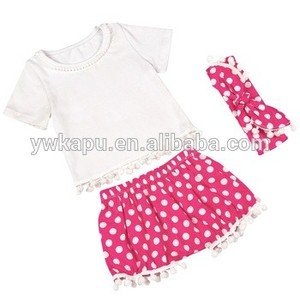Bebé de la manera del diseño del algodón del pom pom ropa corta tienda de ropa de las muchachas que niño - Product Image 1