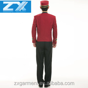 Progetta l'uniforme professionale dell'<span class=keywords><strong>hotel</strong></span> del portiere del portiere dell'abbigliamento da lavoro del Bellboy di stile occidentale personalizzato - Product Image 2
