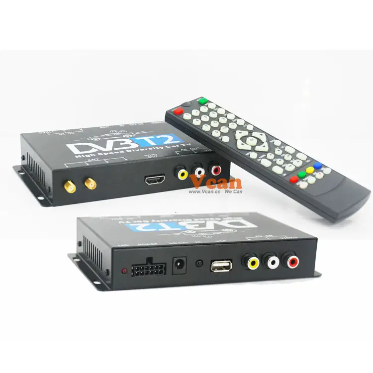 Receptor de combo de carro DVB-T221 dvb-t dvb-t2 2, sintonizador, 2 antenas, diversidade, caixa de tv digital, auto móvel h264, alta velocidade