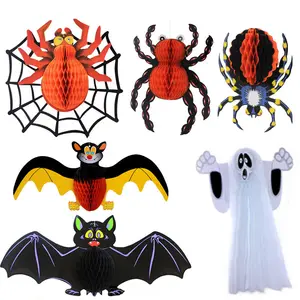 Halloween party decoratie spider bat ghost heks papier honingraat