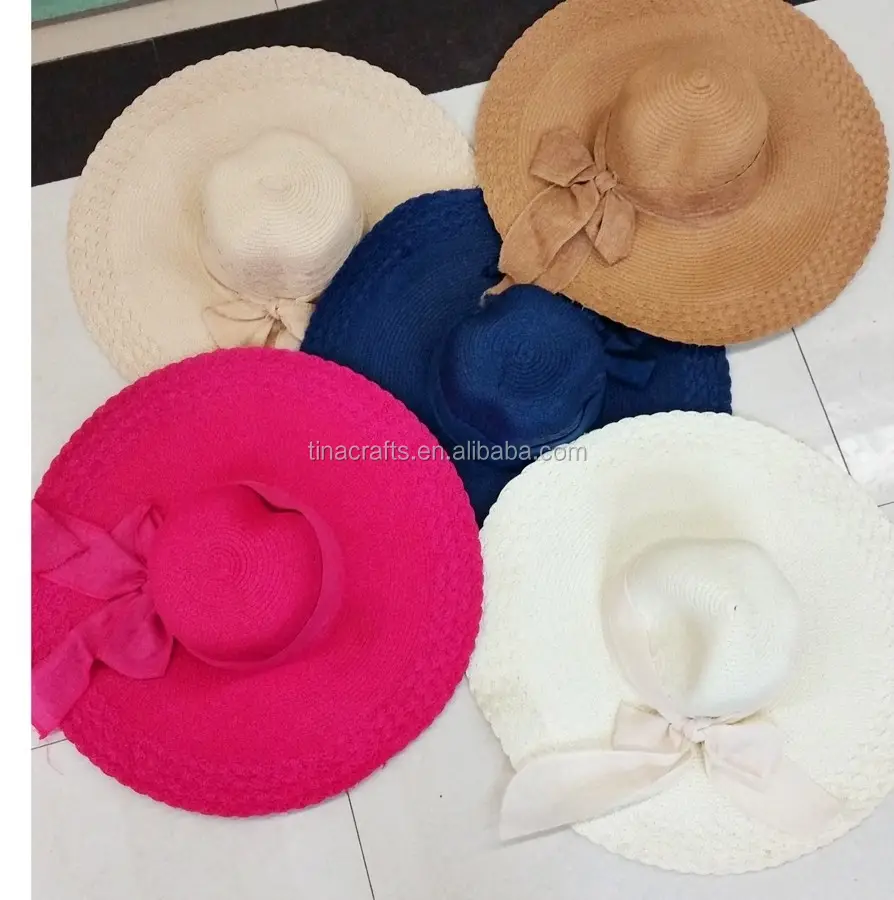 Promotional Paper straw weaving hat with ribbon