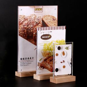 Quảng cáo rõ ràng Acrylic giữ dấu hiệu với gỗ sồi cơ sở Acrylic Bảng số dấu hiệu đứng đám cưới bằng gỗ cơ sở hiển thị đứng - Product Image 3