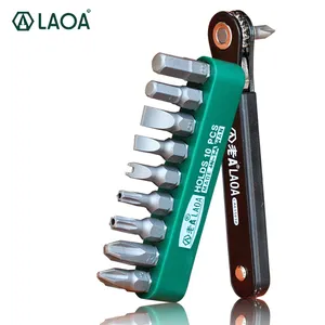 LAOA Set Obeng Ratchet 10 In 1, Obeng S2 Alat Multifungsi Maju dan Mundur dengan Phillip Berlubang Torx Bits