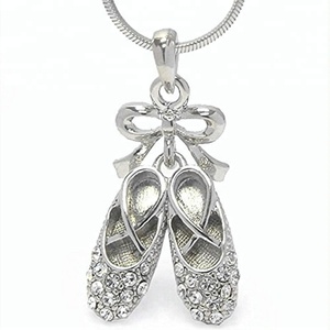 Métal Bling Strass Ballet Pantoufles Charme <span class=keywords><strong>Danse</strong></span> Pendentif Ballet Chaussures Collier Cadeaux Bijoux - Product Image 1