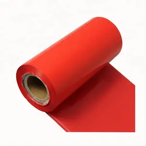 Stiker perekat PVC pencetakan label 110*300 Resin merah pita Printer kode batang transfer termal