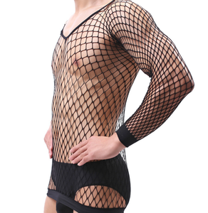 Body en nylon et élasthanne noir à manches longues pour <span class=keywords><strong>homme</strong></span>, body, robe, entrejambe ouvert, <span class=keywords><strong>lingerie</strong></span> - Product Image 5