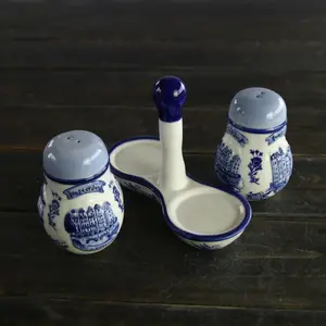 Delft gốm cá nhân màu xanh và trắng hà lan phong cách muối và hạt tiêu chai