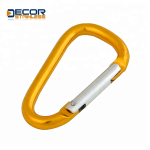 Aluminum D type carabiner spring snap hook