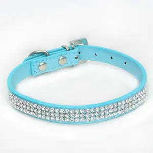 Bling Rhinestone PU cuero cristal diamante cachorro Collar mascota perro collares mascotas suministros accesorios para perros