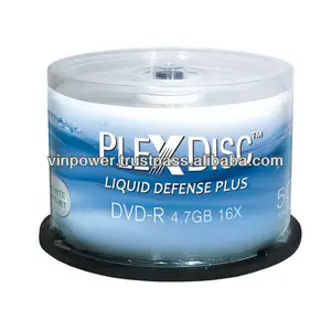 PlexDisc 16x 4.7gb液体防御加光泽白色喷墨集线器可打印DVD-R 50包光盘