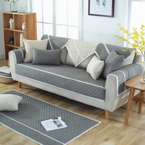 Charmcci 600203 Elegant New Quilted Sofa Cover Plain Fabric Upholstery Non-slip Latest Design <strong>Slipcover</strong> - Product Image 1