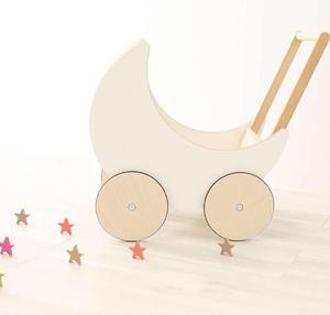 Carrito <span class=keywords><strong>de</strong></span> Juguete <span class=keywords><strong>de</strong></span> Madera Blanco Ecológico en Oferta, Juguete para Bebés que Aprenden a Caminar - Product Image 1