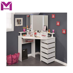 Bedroom Furnture Wooden <strong>Makeup</strong> Vanity <strong>Table</strong> <strong>Corner</strong> Dressing <strong>Table</strong> With Sliding Mirror Drawers - Product Image 3