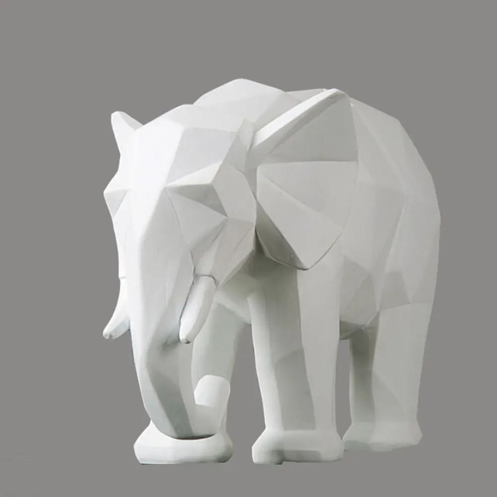 Настольные геометрические статуи белого слона из смолы