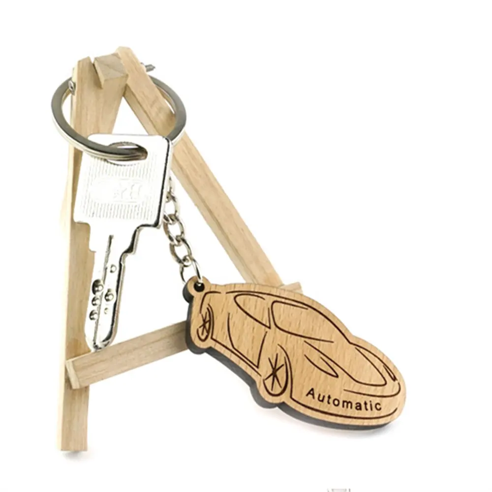 अनुकूलित लेजर उत्कीर्णन पर्यटक स्मारिका रचनात्मक लकड़ी चाबी का गुच्छा