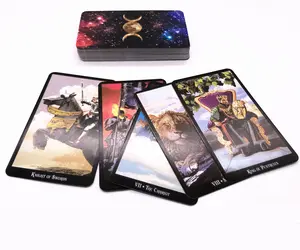 Kartu Permainan Dek Emas Kartu Tarot dengan Buku Kartu Tarot dengan Pinggiran Perak