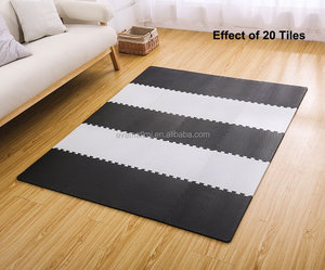 Carreaux <span class=keywords><strong>de</strong></span> <span class=keywords><strong>Sol</strong></span> autobloquants, 16 Tuiles (16 tuiles = 16 pi. Ca) EVA Mousse <span class=keywords><strong>Tapis</strong></span> <span class=keywords><strong>De</strong></span> Puzzle avec Bordures-Noir et <span class=keywords><strong>Blanc</strong></span> - Product Image 3